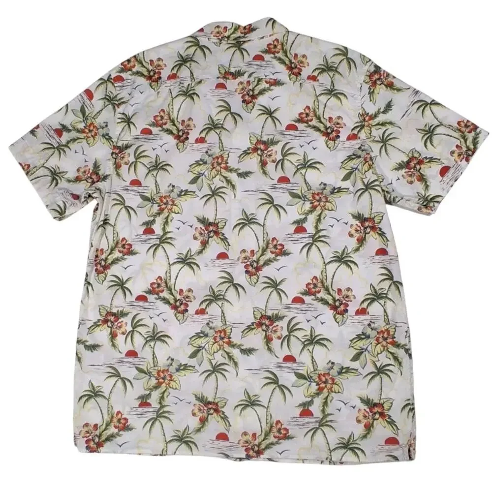 Banana Republic Men's Hawaiian Camp Shirt Medium 100% Cotton Tropical Print EUC